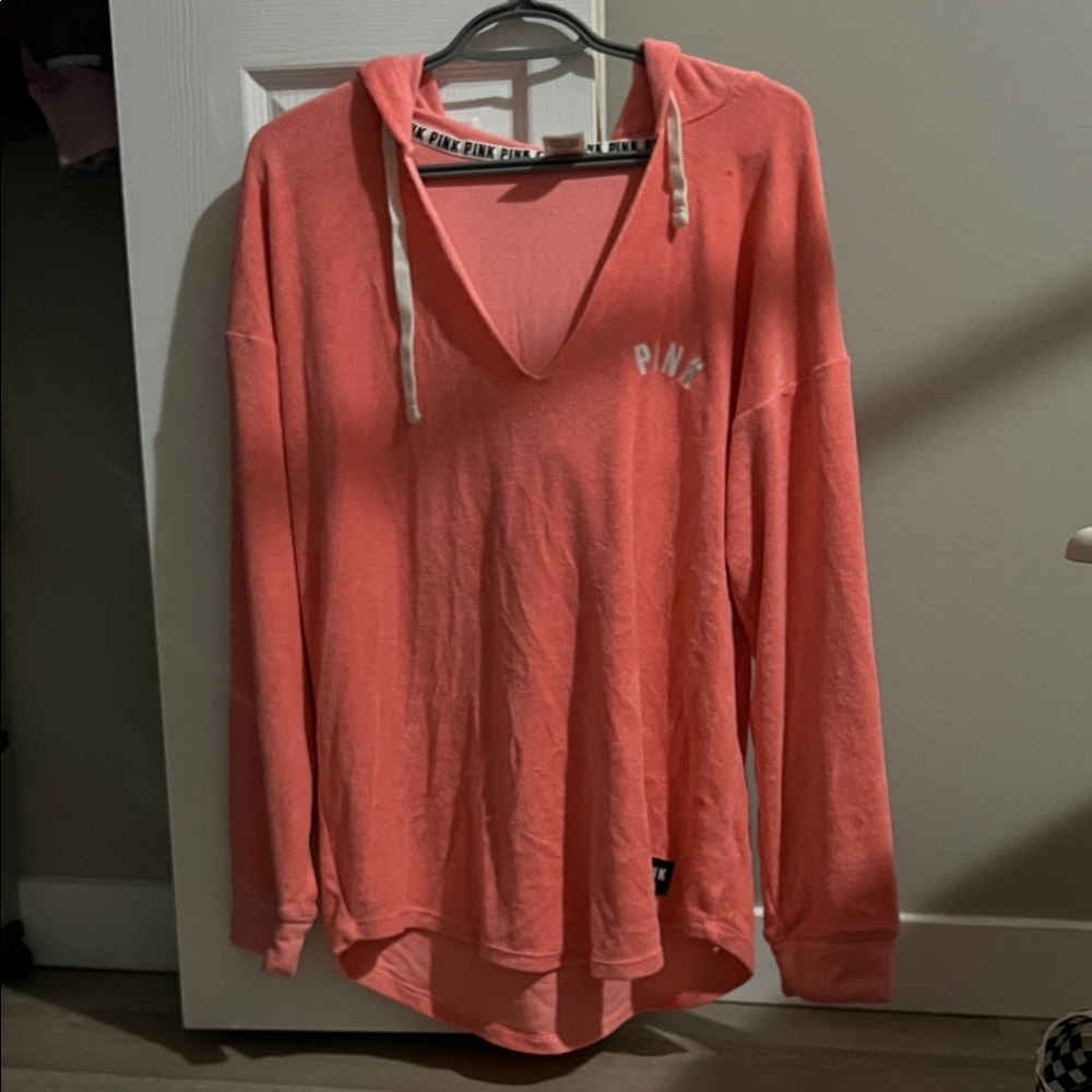 PINK Victoria's Secret V-Neck Hoodie in Coral
